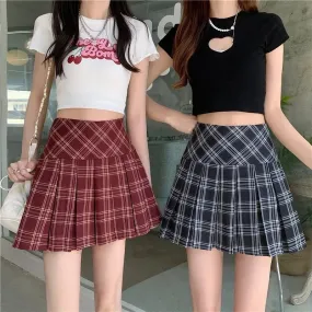 Women Plaid Pleated Skirt High Waist Summer Sweet Girls Japanese A-Line Mini Skirt Jk Casual Fashion Y2K All-Match