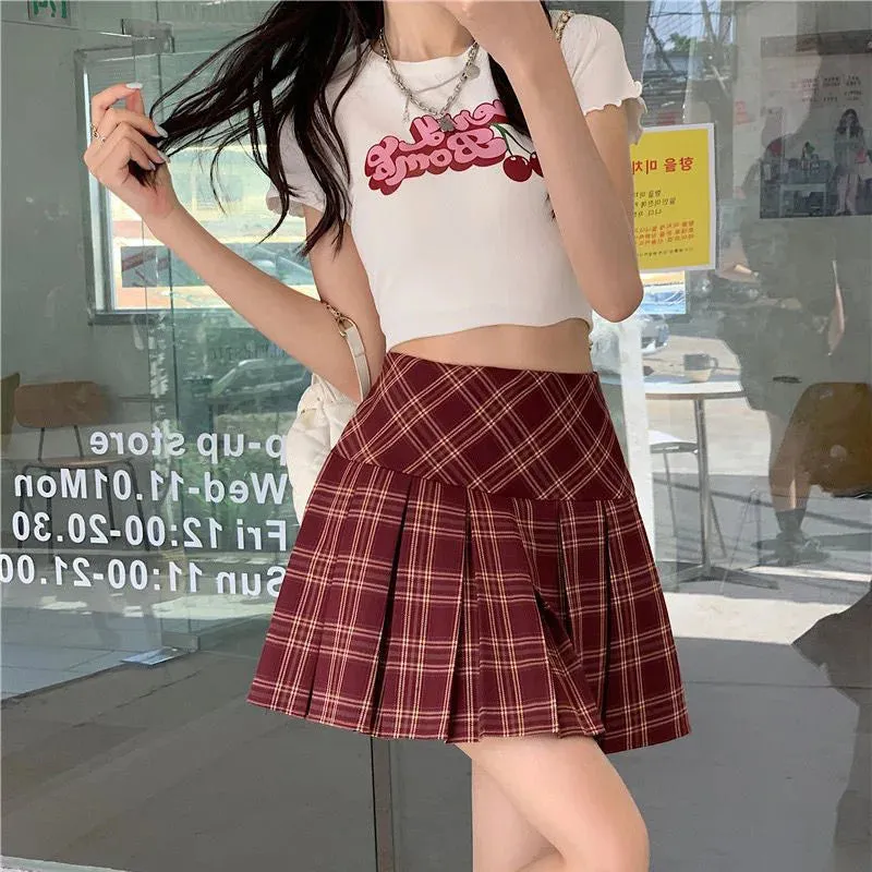 Women Plaid Pleated Skirt High Waist Summer Sweet Girls Japanese A-Line Mini Skirt Jk Casual Fashion Y2K All-Match