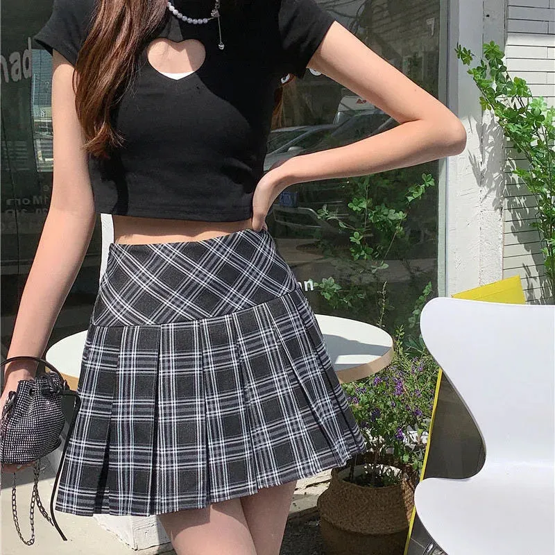 Women Plaid Pleated Skirt High Waist Summer Sweet Girls Japanese A-Line Mini Skirt Jk Casual Fashion Y2K All-Match