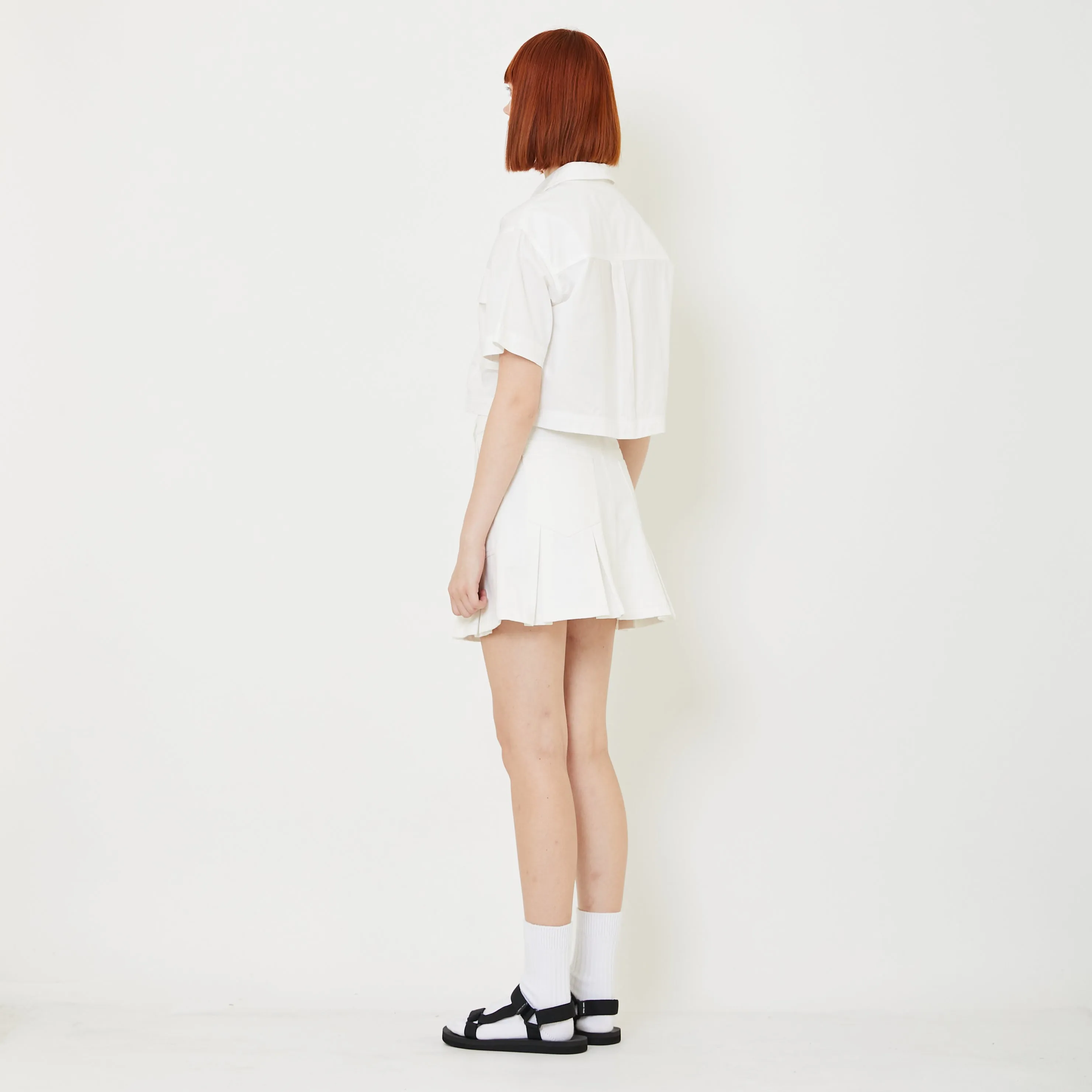 Women Pleated Skirt - Off White - SW2408113A