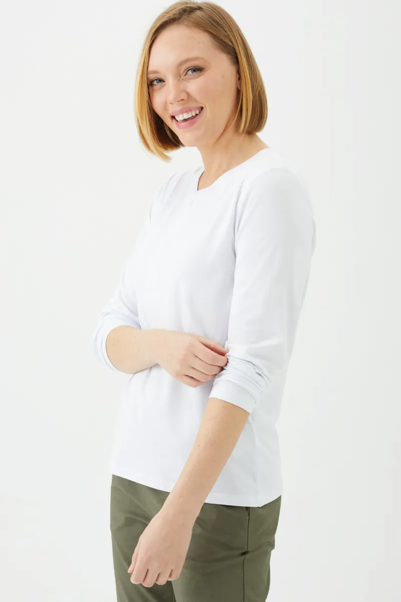 Women's Bamboo Cotton Long-Sleeve Henley Tee-All Sales Final