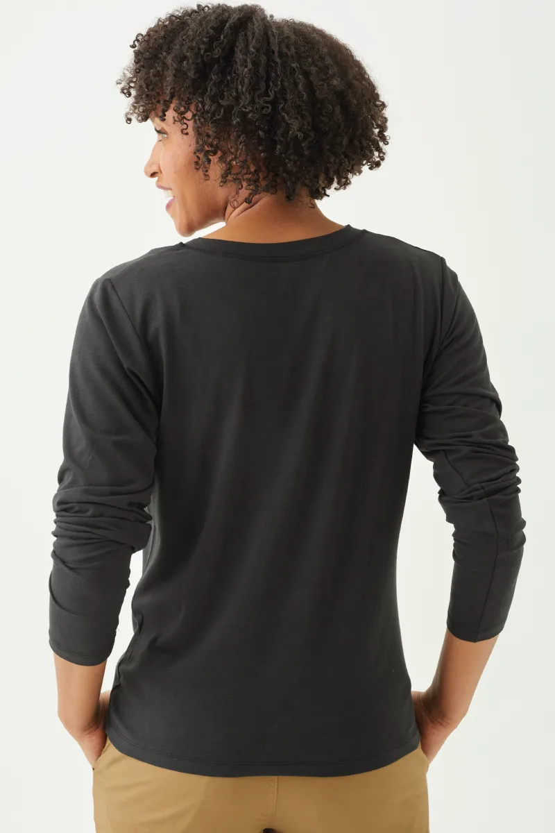 Women's Bamboo Cotton Long-Sleeve Henley Tee-All Sales Final