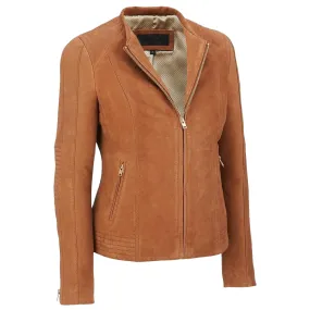 WOMEN'S GENUINE LAMBSKIN SUEDE MOTORCYCLE JACKET