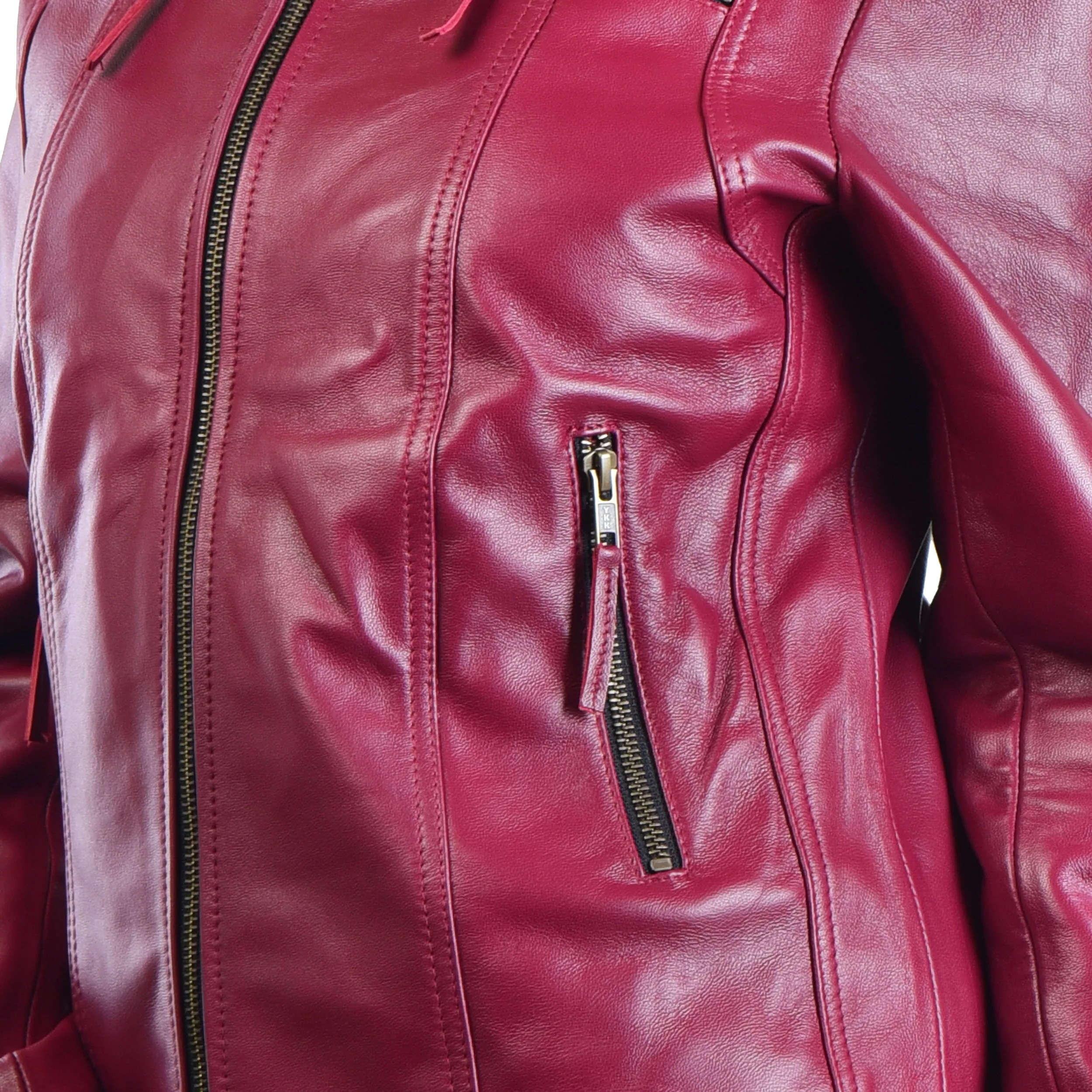 WOMENS LEATHER JACKET 410147(CHERRY)