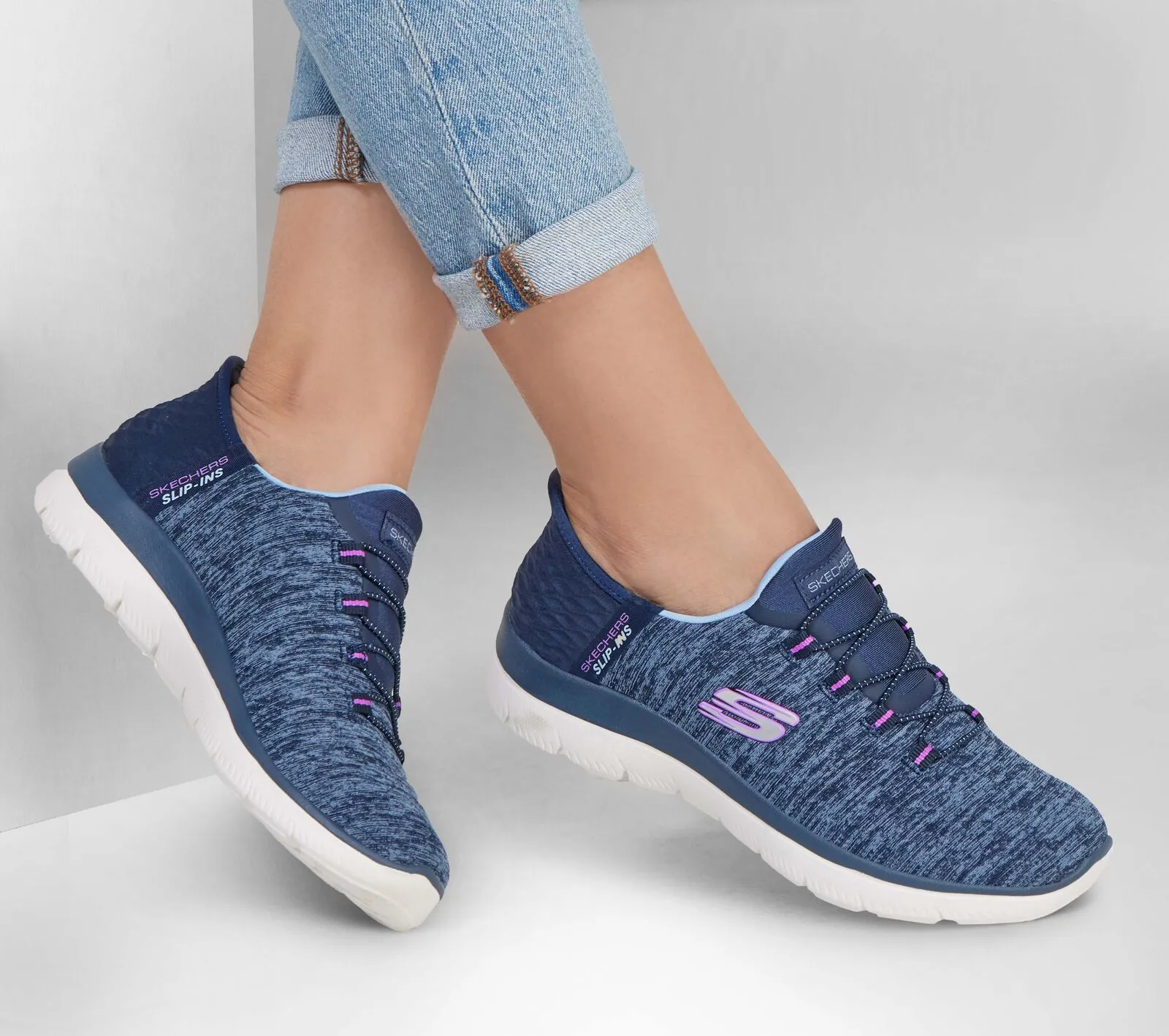 WOMEN'S SKECHERS SLIP-INS: SUMMITS DAZZLING HAZE / NAVY / PURPLE