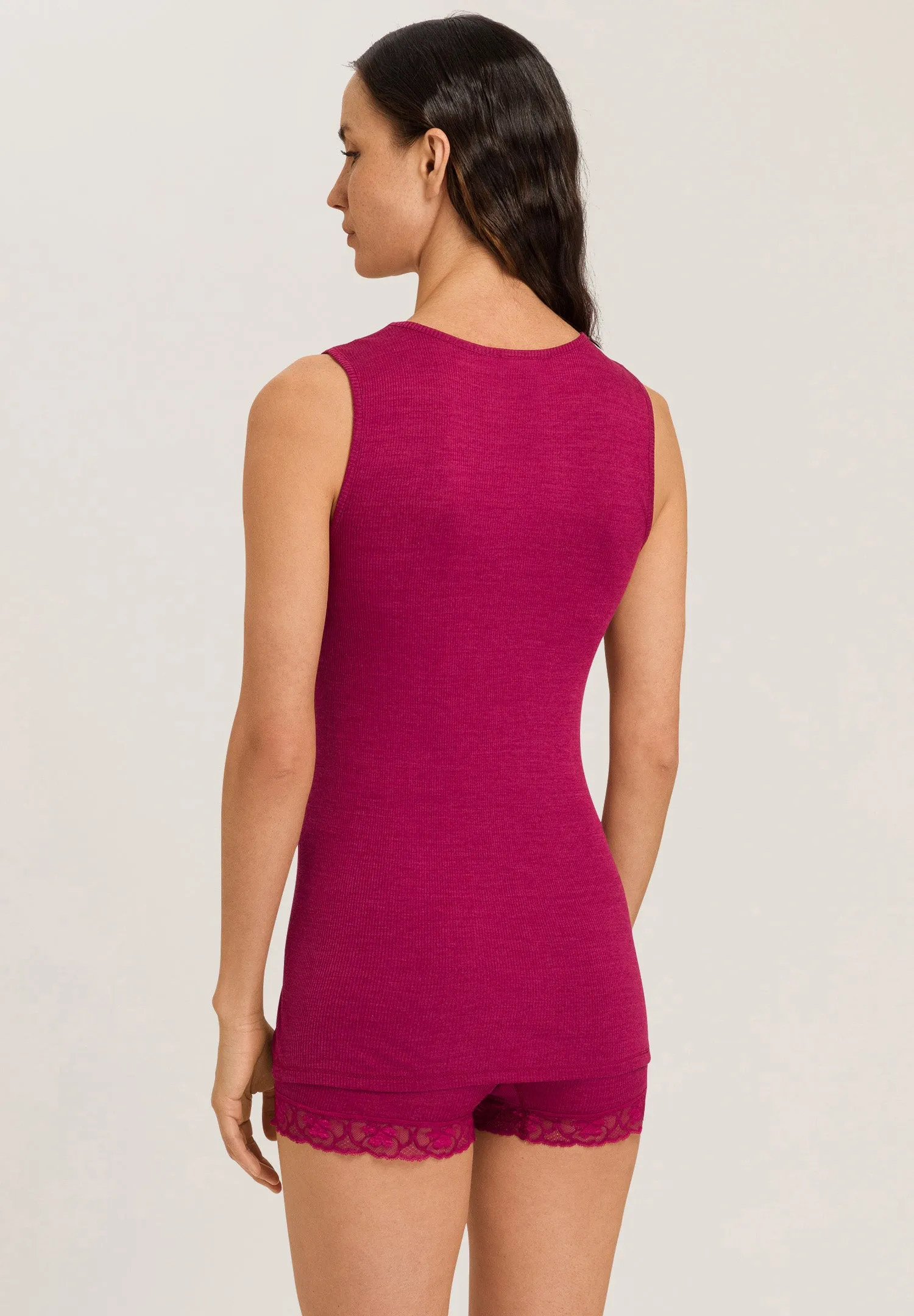 Woolen Lace Fine Ribbed Wool And Silk Tank Top | Intense Garnet 70971-2406