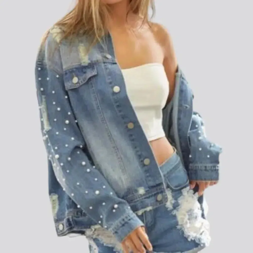 Y2k oversized jeans jacket for ladies