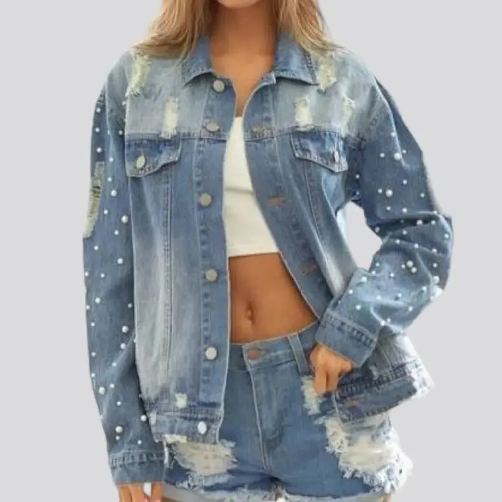 Y2k oversized jeans jacket for ladies